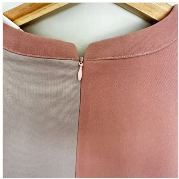 Runway Bandits NWT Dress Rose Taupe Color Block Side Belt Sleeveless Midi Large - Picture 6 of 10